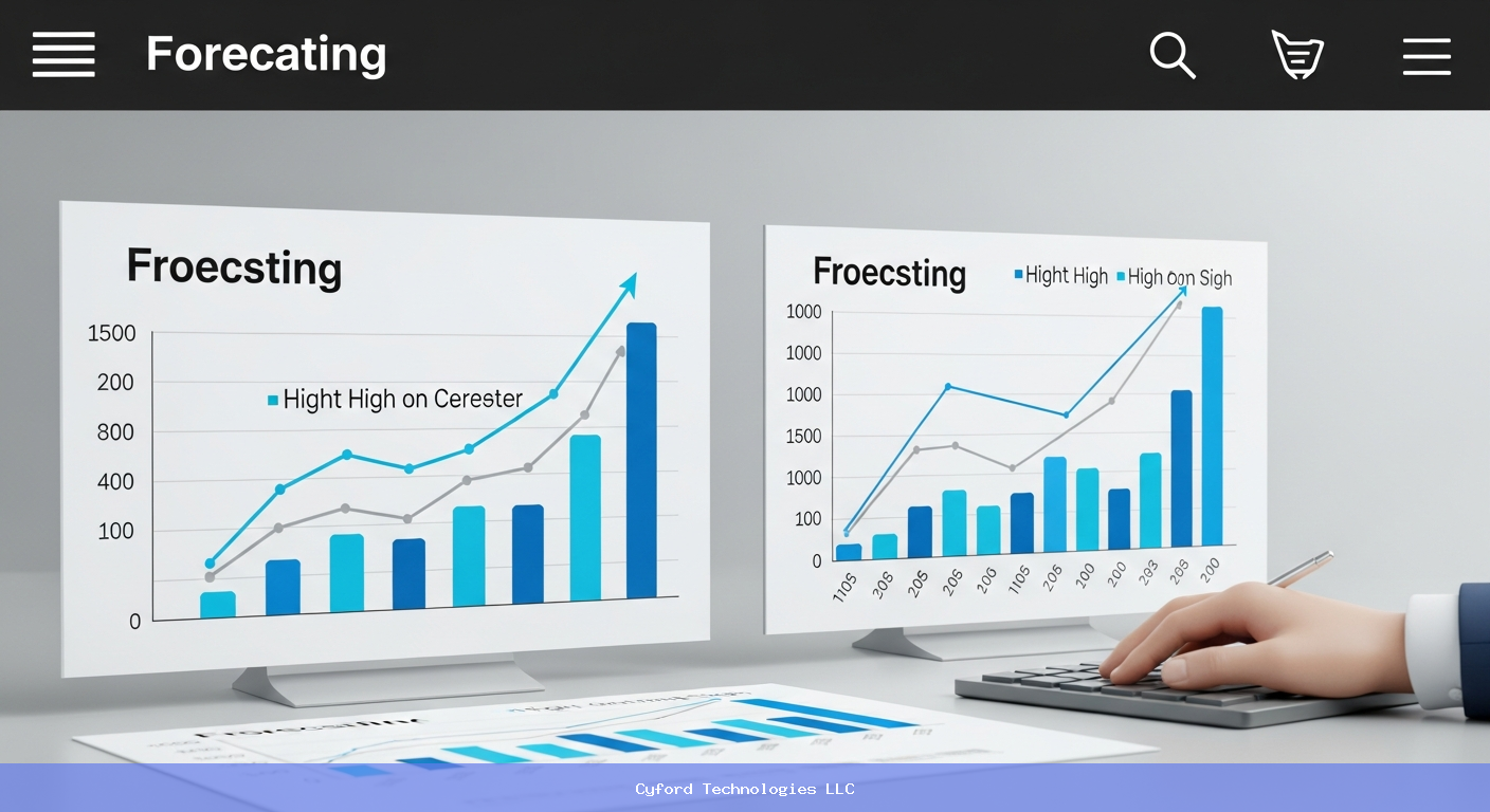Financial growth charts with forecasting data projection